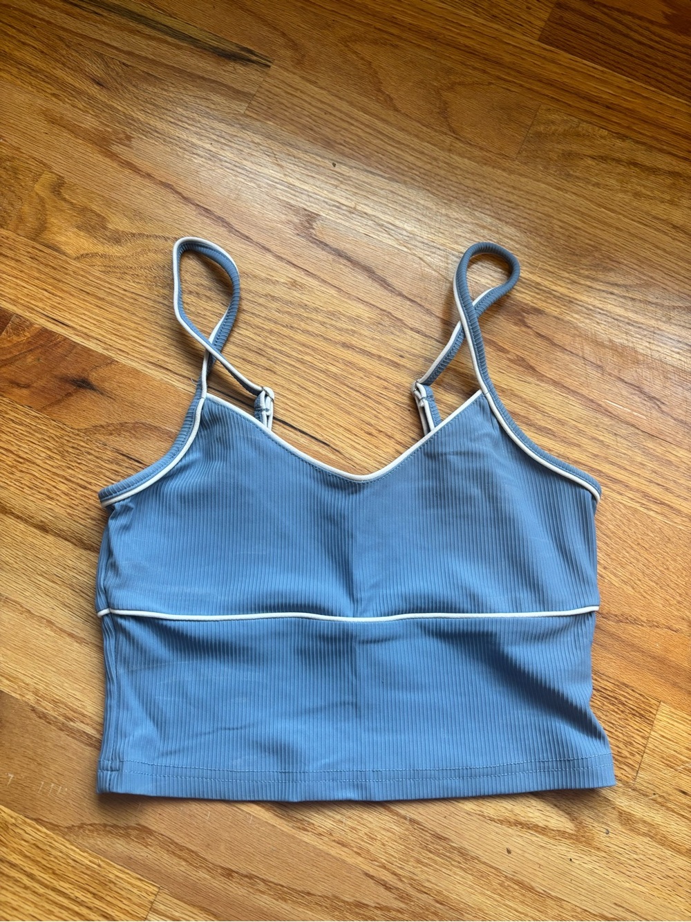Edikted Powder Blue Ribbed Cami Tank with Cream Trim